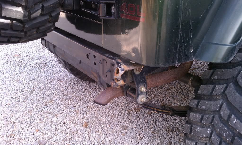 Bent rear crossmember.