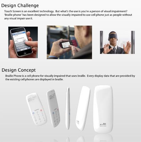 Designer cria um telefone celular conceito em braile