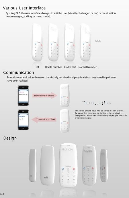 Designer cria um telefone celular conceito em braile