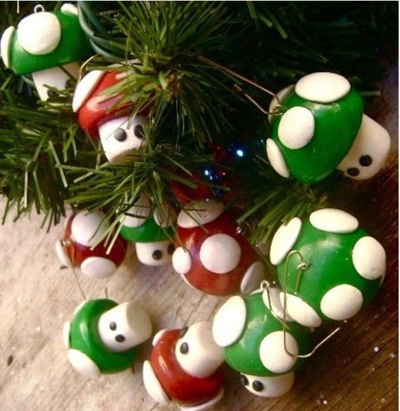 Deixe sua árvore de natal mais divertida com os cogumelos do Super Mario!