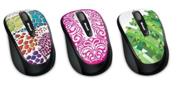 Novos mouses wireless super coloridos da Microsoft.