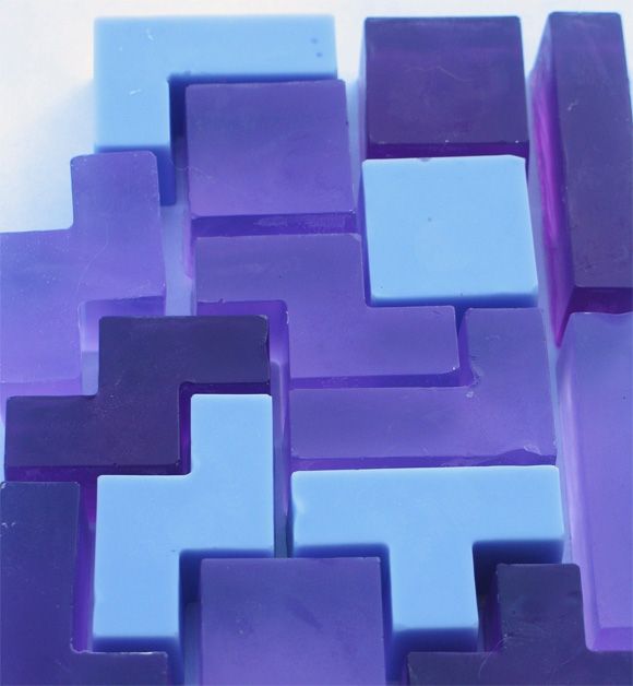 Sabonetes em forma de peças do Tetris - Da até pra jogar com eles!