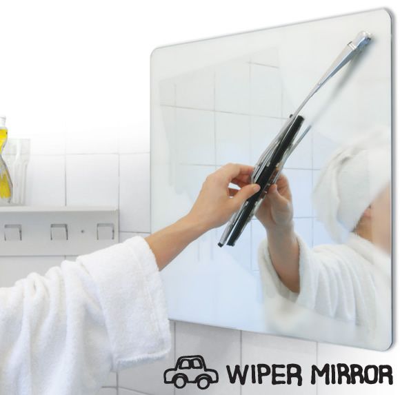 Acabe com o problema do "Espelho Embaçado" após o banho! Que tal um Espelho com limpador de pára-brisas?