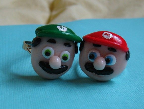 Anéis Mario e Luigi para meninas Gamers.