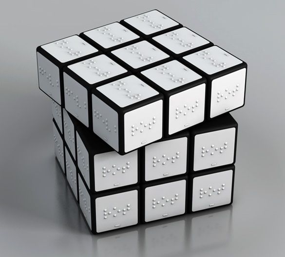 Cubo Mágico em Braile para deficientes visuais.