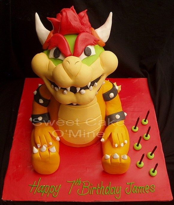 Bolo de aniversário do Bowser do Super Mario.