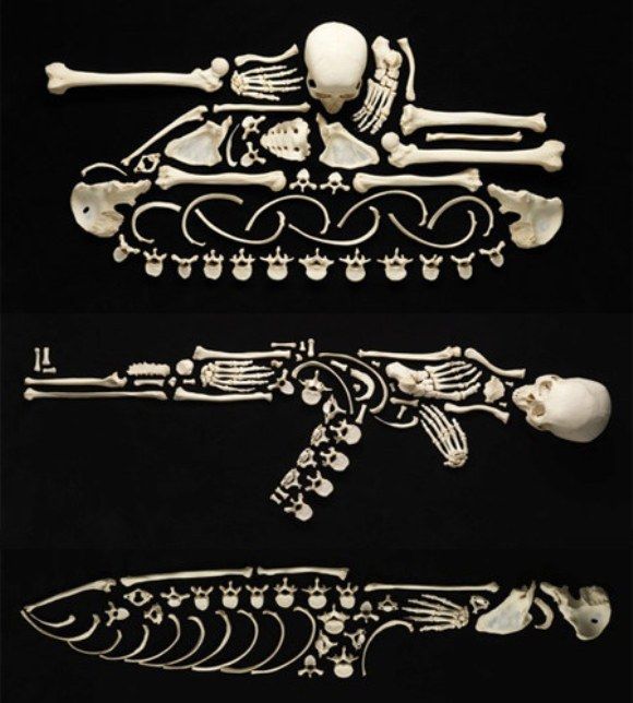 A impressionante obra de arte feita com restos de esqueleto humano.