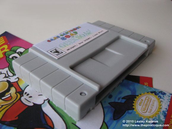 Sabonetes em forma de cartuchos do N64, Super NES, Nintendinho 8 bits e Game Boy