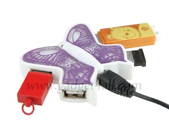 Butterfly 4-Port USB Hub - O gadget das meninas que adoram borboletas.