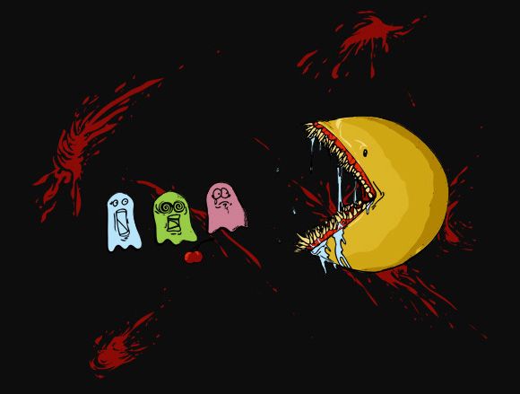 Camiseta do Pac-Man nervoso.