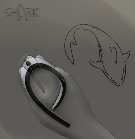 Mouse conceito em forma de tubarão.