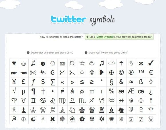 Twitter Symbols - Símbolos para deixar seus tweets mais interessantes.