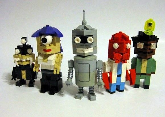 Personagens de Futurama feitos de LEGO CubeDude.