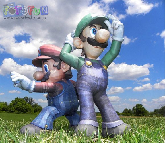 FOTOFUN - Super Mário e Luigi de papel.