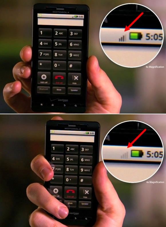 Vídeo confirma o mesmo problema de antena do iPhone 4 no Droid X da Motorola. (com vídeo)