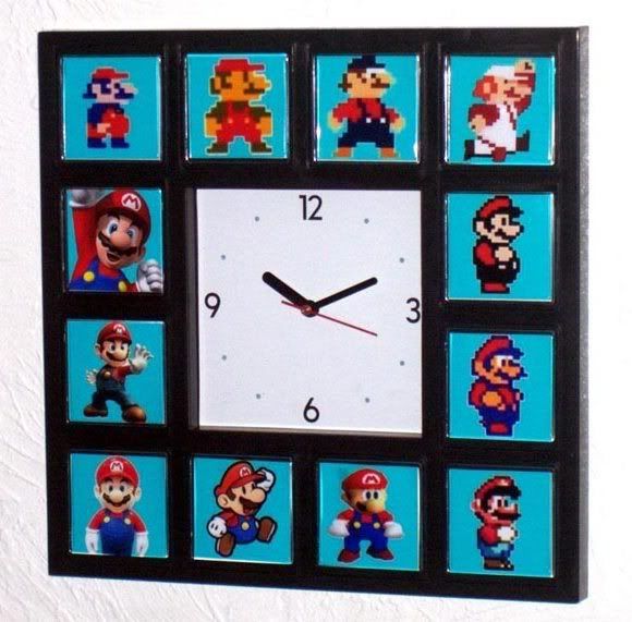 Relógio Evolução para fãs de Super Mário