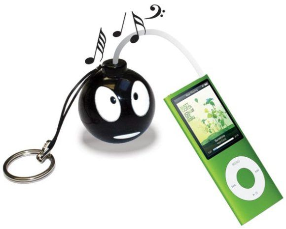 Speaker para MP3 Players, iPhones e iPods em forma de Mini Bomba é muito legal!
