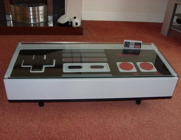 Mesa de centro em forma de controle do Nintendo 8bits
