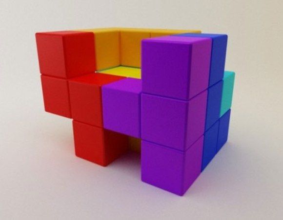 Poltrona feita com peças de Tetris. Olha só como ficou legal!